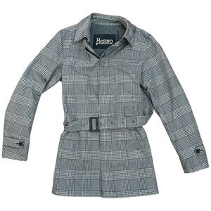 Herno Women’s Navy Beige Checked
Trench Coat.